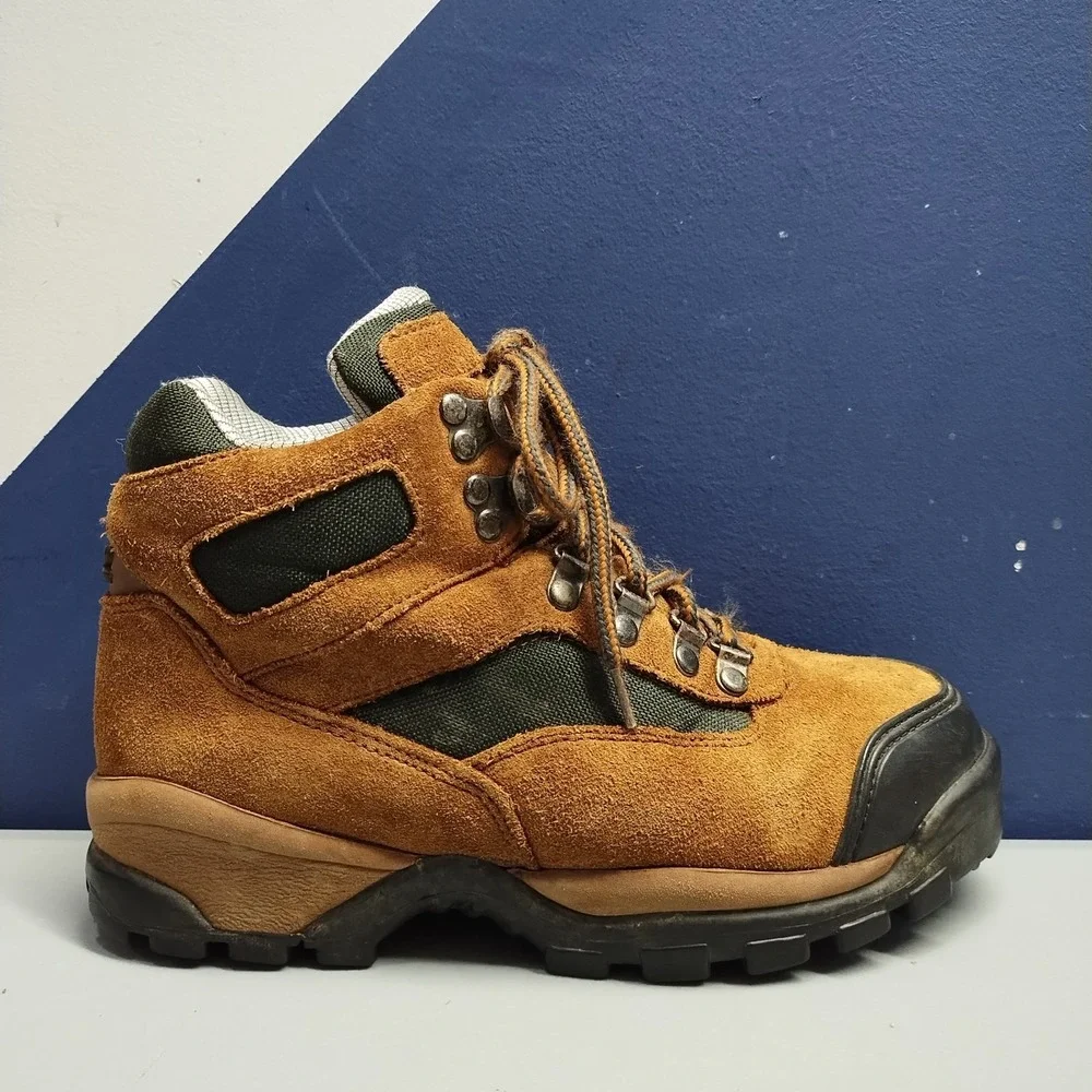 Vintage Eddie Bauer Raichle Hiking Boots Mens 6.5 Brown Black Waterproof Lace Up